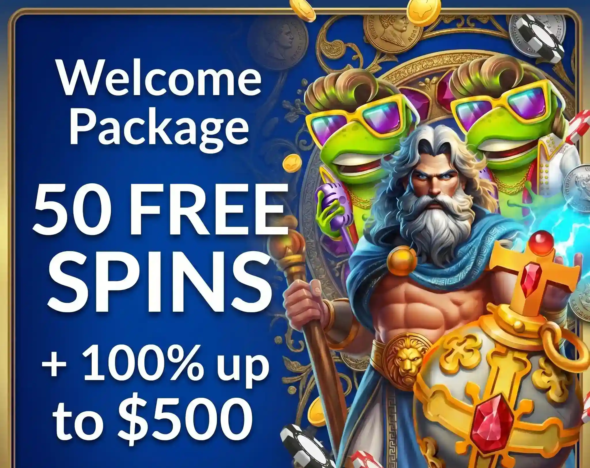 Welcome Package: 50 Free Spins + 100% bonus